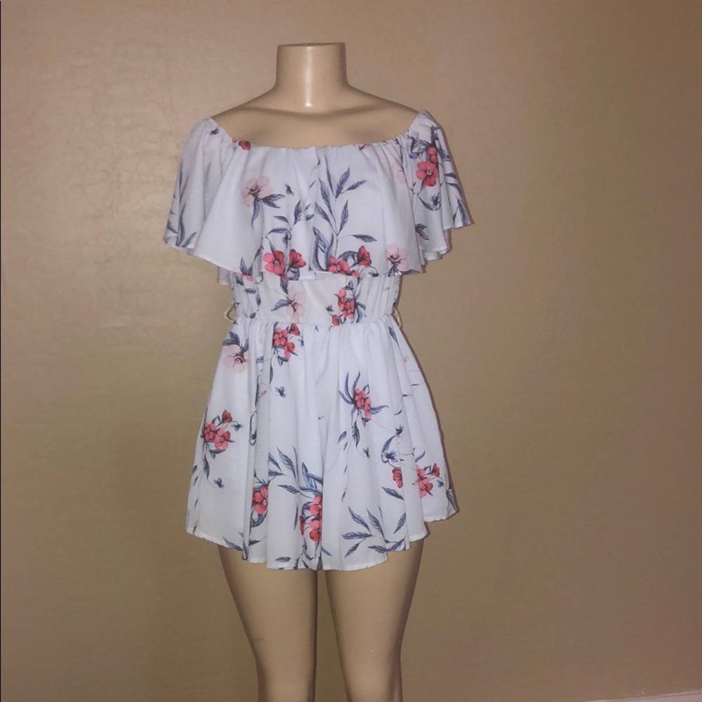 Harper & Me White Flowered Romper
